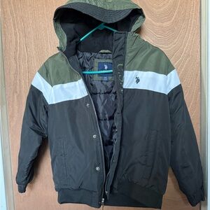 U.S. Polo Assn. Olive and Black Hooded Jacket